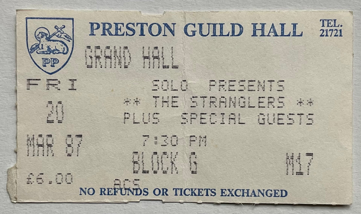 Stranglers Original Used Concert Ticket Guild Hall Preston 20th Mar 1987