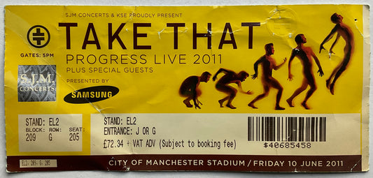 Take That Original Used Concert Ticket City of Manchester Stadium 10th Jun 2011