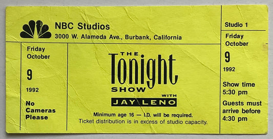 Morrissey Original Complete Concert Ticket NBC Studios Burbank 9th Oct 1992