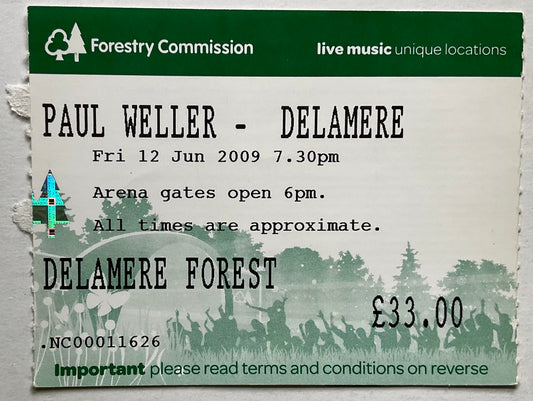 Paul Weller Original Used Concert Ticket Delamere Forest Cheshire 12th Jun 2009