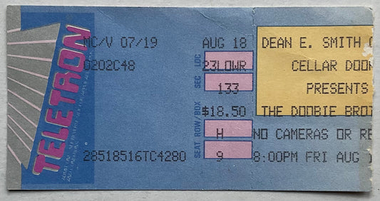 Doobie Brothers Original Used Concert Ticket Dean E. Smith Activities Center Chapel Hill 18th Aug 1989