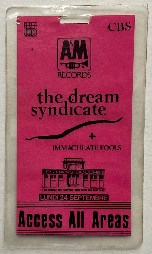 Dream Syndicate Original Concert Backstage Pass Ticket Bains Douches Paris 24th Sep 1984