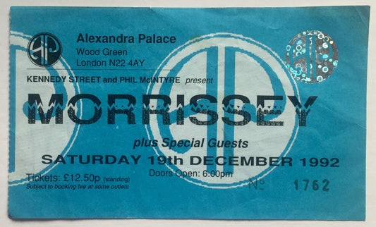 Morrissey Original Used Concert Ticket Alexandra Palace London 19th Dec 1992