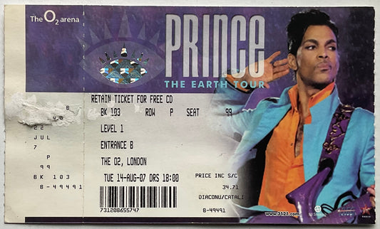 Prince Original Unused Concert Ticket O2 Arena London 14th Aug 2007