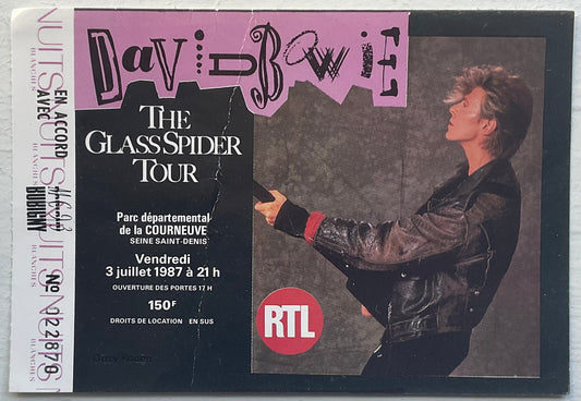 David Bowie Used Concert Ticket Parc Departemental de la Courneuve Paris 3rd July 1987