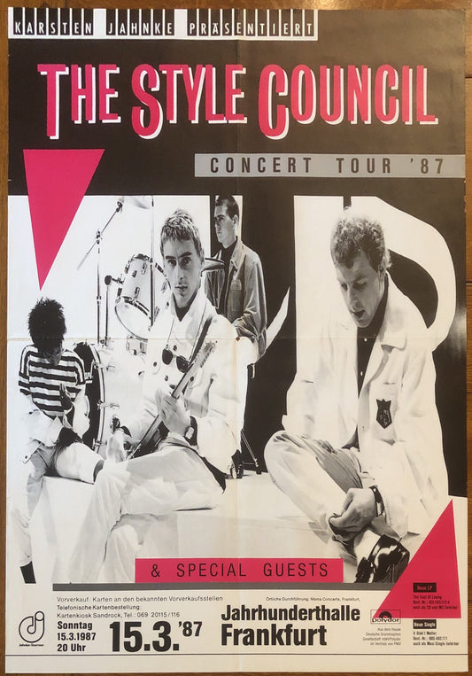Style Council Original Concert Tour Gig Poster Jahrhunderthalle Frankfurt 15th Mar 1987
