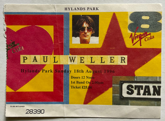 Paul Weller Original Used Concert Ticket Hylands Park Essex 1996