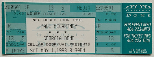 Beatles Paul McCartney Unused Concert Ticket Georgia Dome 1st May 93