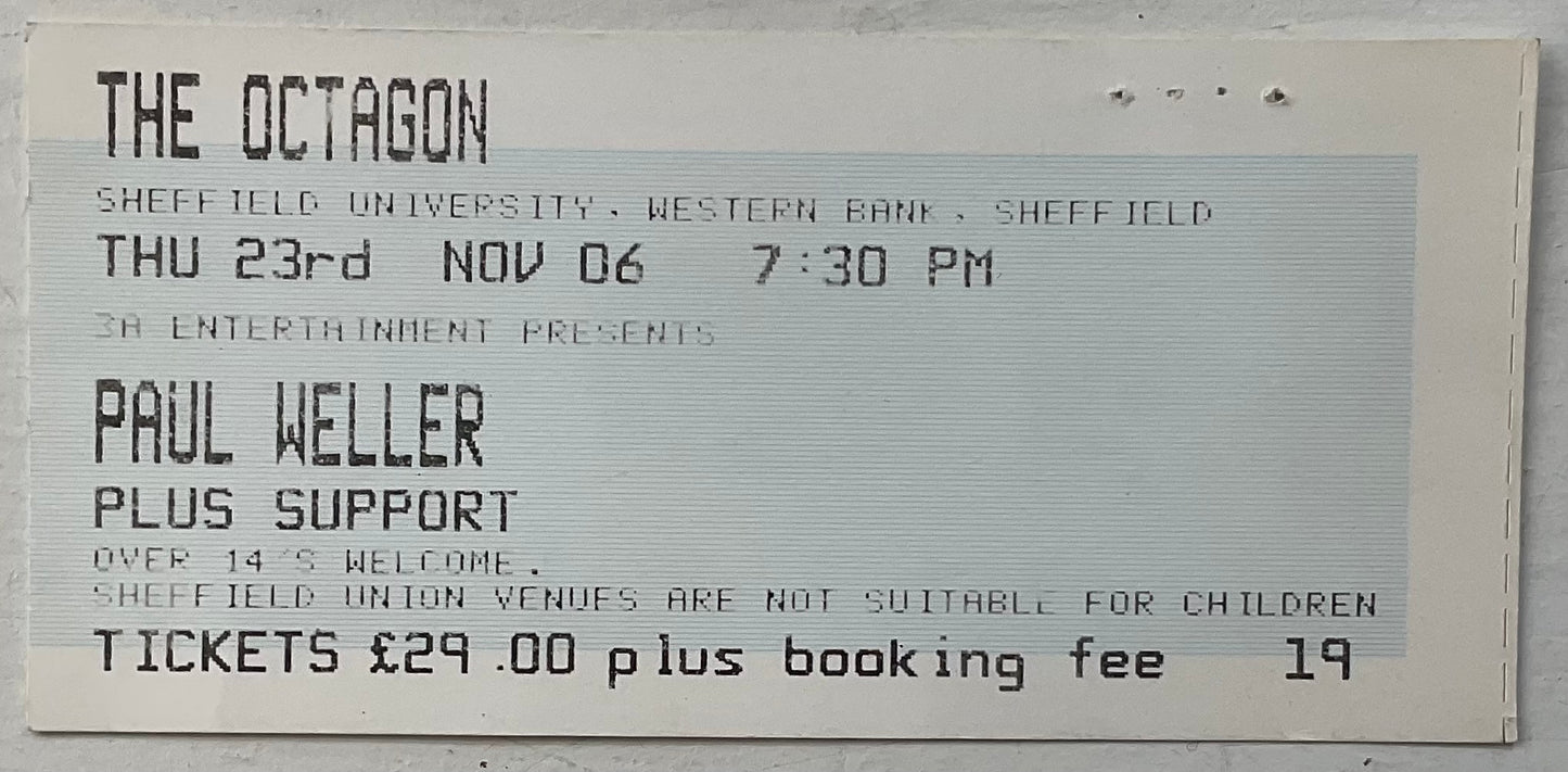 Paul Weller Original Used Concert Ticket Octagon Sheffield 23rd Nov 2006