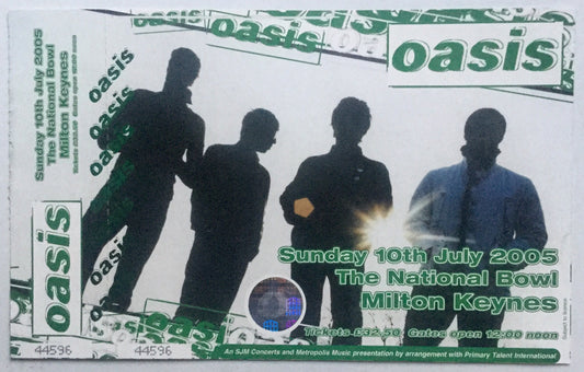 Oasis Original Unused Complete Concert Ticket Milton Keynes Bowl 10th July 2005