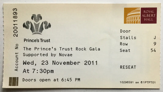 Pete Townshend Chris De Burgh Original Used Concert Ticket Royal Albert Hall London 23rd Nov 2011