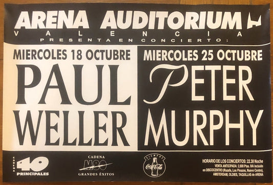 Paul Weller Original Promo Concert Tour Gig Poster Arena Auditorium Valencia 18th Oct 1995