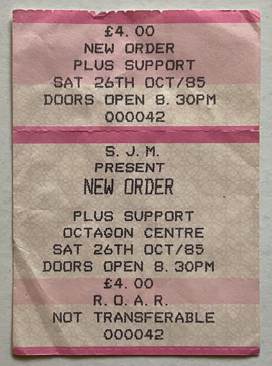 Joy Division New Order Original Used Concert Ticket Octagon Centre Sheffield 26th Oct 1985