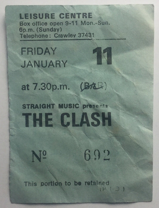 Clash Original Used Concert Ticket Leisure Centre Crawley 11th Jan 1980
