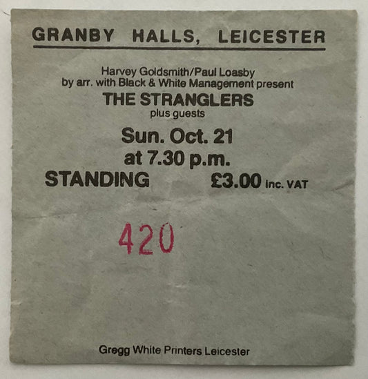 Stranglers Original Concert Ticket Granby Halls Leicester 21st Oct 1979
