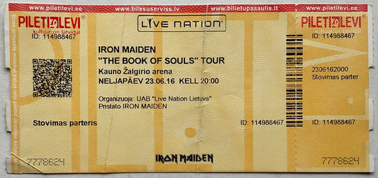 Iron Maiden Original Unused Concert Ticket Zalgirio Arena Kauno 23rd Jun 2016