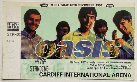 Oasis Original Unused Concert Ticket Cardiff International Arena 10th Dec 1997