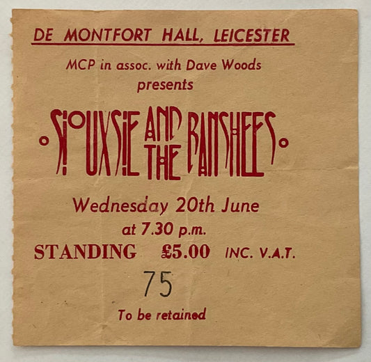 Siouxsie & the Banshees Used Concert Ticket De Montfort Hall Leicester 20th Jun 1984