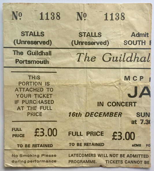Jam Original Used Concert Ticket Guildhall Portsmouth 16th Dec 1979
