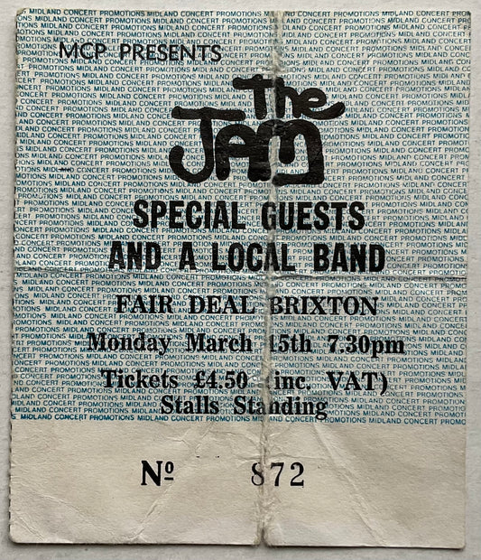 Jam Original Used Concert Ticket Fair Deal Theatre Brixton London 15th Mar 1982