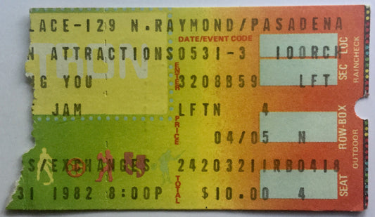 Jam Original Used Concert Ticket Perkins Palace Los Angeles 31st May 1982