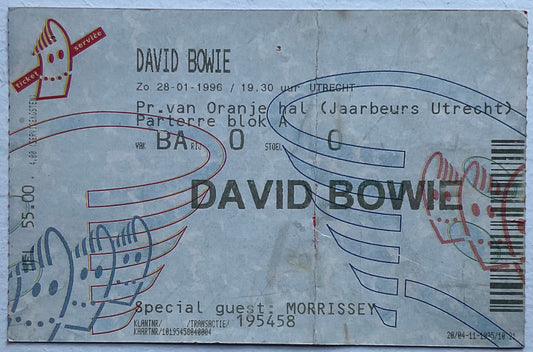 David Bowie Morrissey Original Used Concert Ticket Prins Van Oranje Hal Utrecht 28th Jan 1996