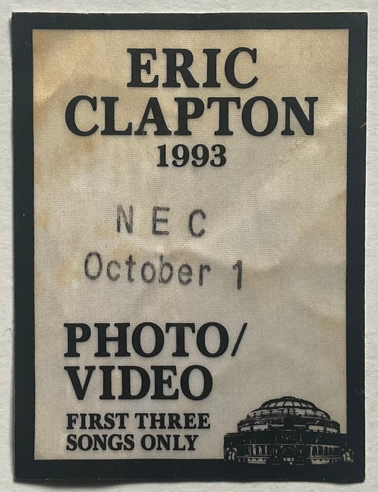 Eric Clapton Original Unused Concert Backstage Pass Ticket NEC Arena Birmingham 1st Oct 1993