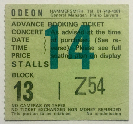 Ian Dury & the Blockheads Original Used Concert Ticket Hammersmith Odeon London 23rd Mar 1986