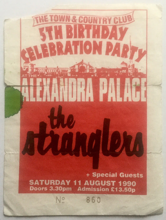 Stranglers Original Used Concert Ticket Alexandra Palace London 11th August 1990
