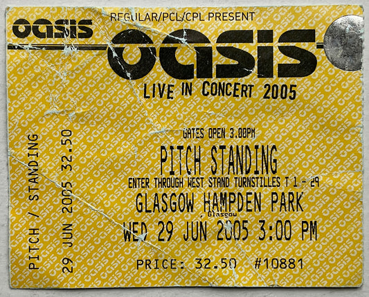 Oasis Original Used Concert Ticket Hampden Park Glasgow 29th Jun 2005