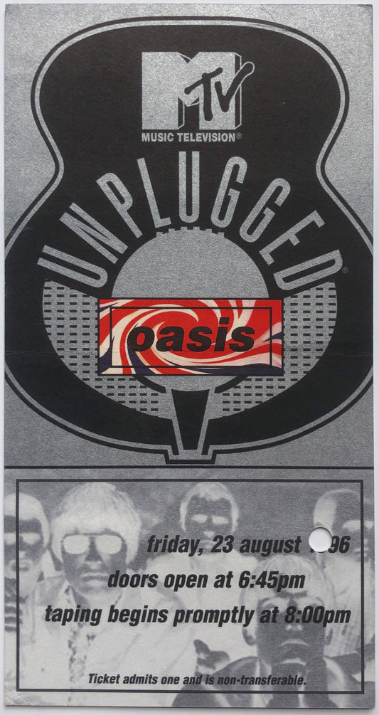 Oasis Original Rare Concert Ticket MTV Unplugged Royal Festival Hall London 23rd Aug 1996