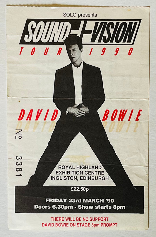 David Bowie Original Concert Ticket Royal Highland Exhibition Centre Edinburgh 23rd Mar 1990