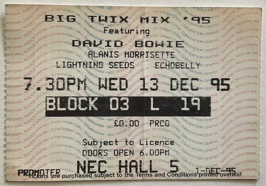 David Bowie Original Used Concert Ticket NEC Birmingham 13th Dec 1995