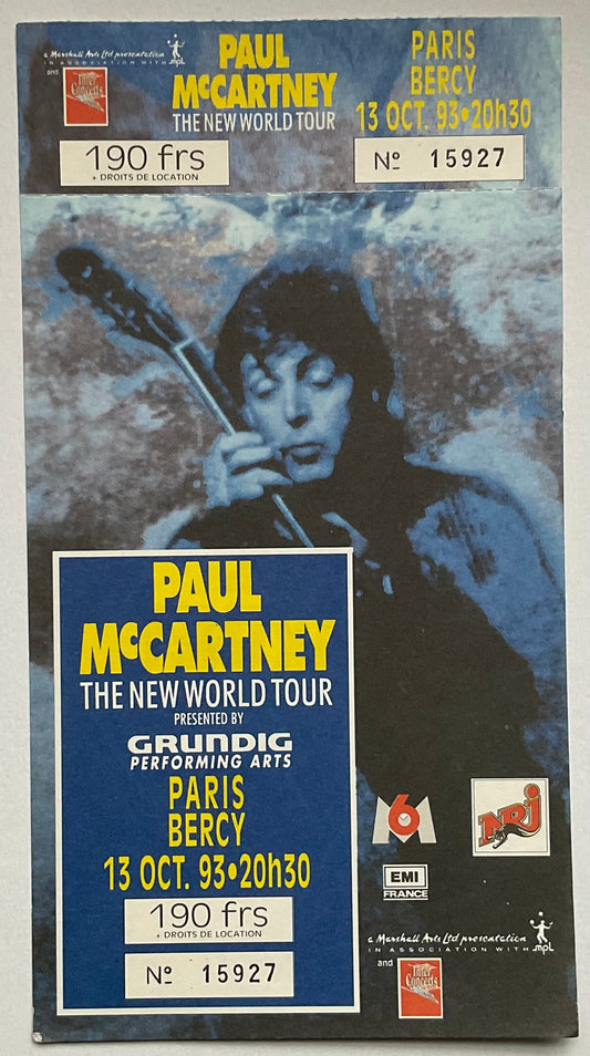Beatles Paul McCartney Unused Concert Ticket Palais Omnisports de Bercy Paris 13th Oct 93