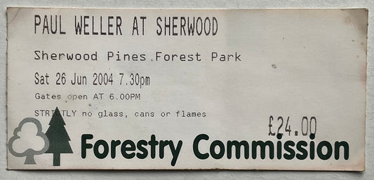 Paul Weller Original Used Concert Ticket Sherwwod Pines Forest Park 26th Jun 2004