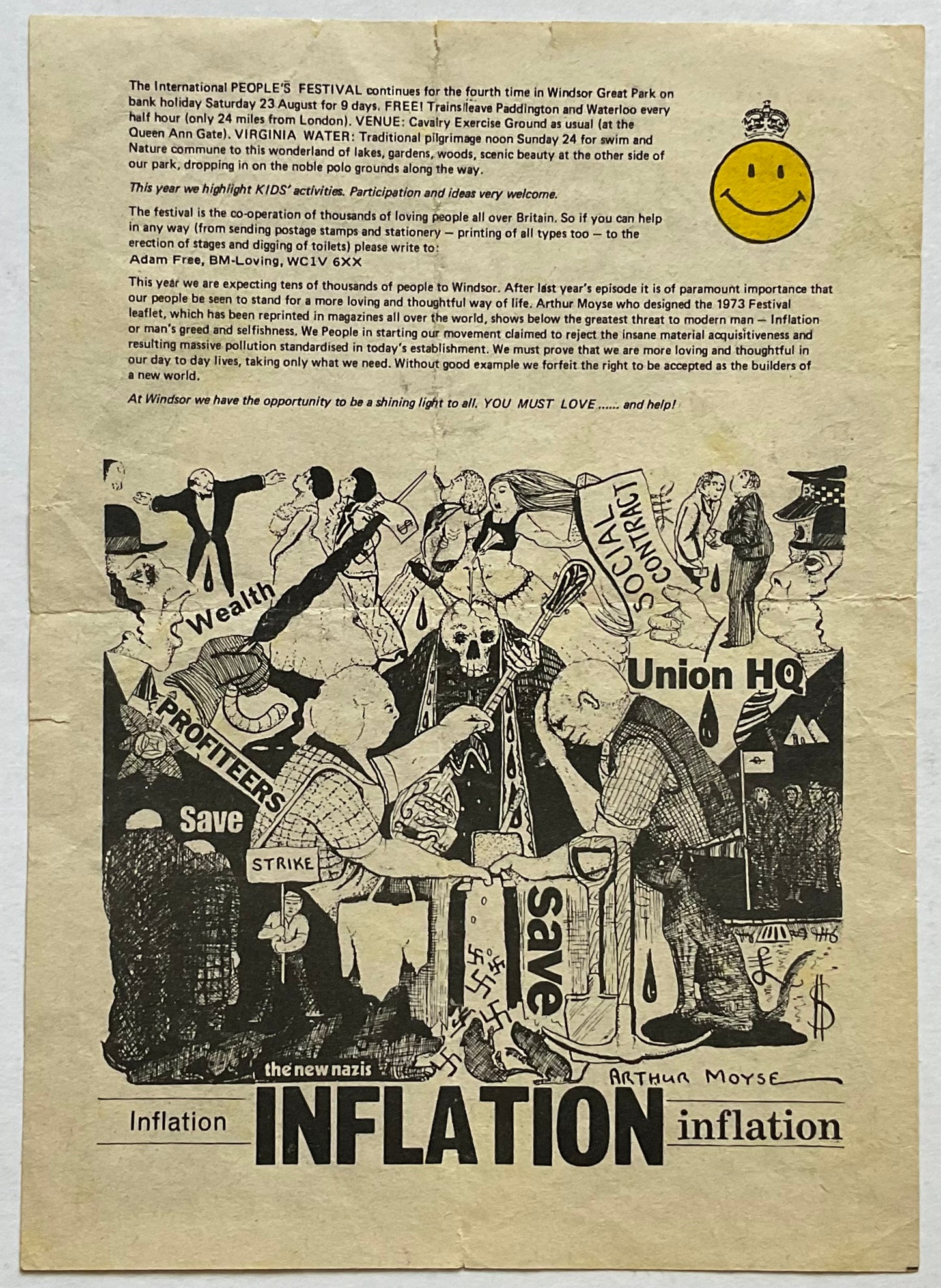 Stranglers Clash 101ers Original Concert Handbill Flyer Windsor Free Festival Watchfield Aug 1975