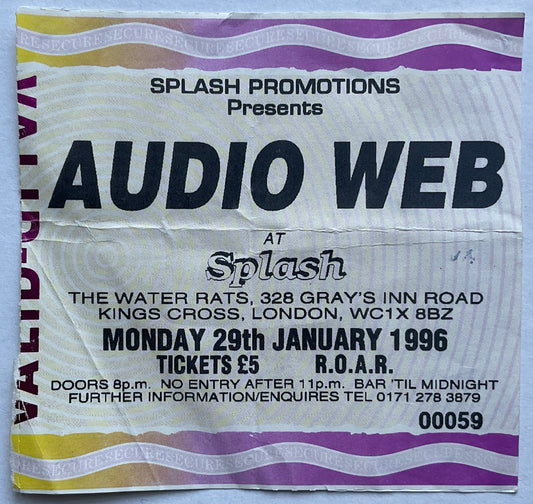 Audioweb Original Used Concert Ticket Water Rats London 29th Jan 1996