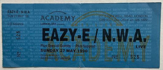 Easy-E N.W.A. Original Used Concert Ticket Academy Theatre London 27th May 1990