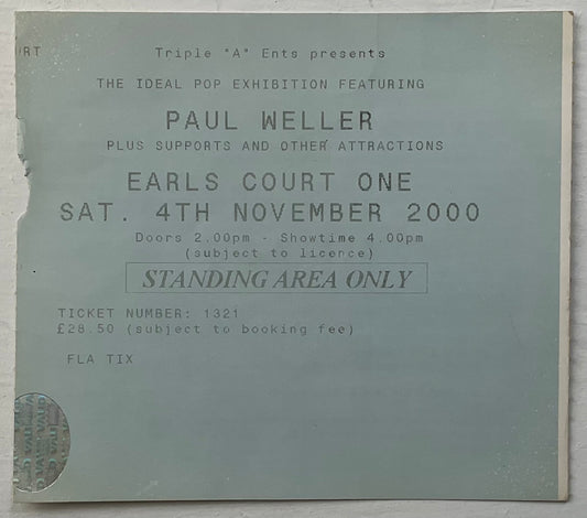 Paul Weller Original Used Concert Ticket Earls Court London 4th Nov 2000