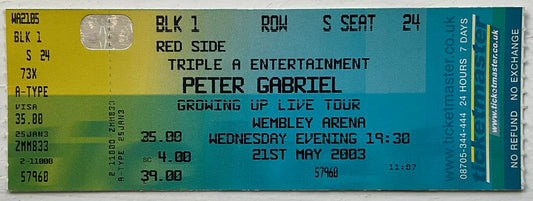 Genesis Peter Gabriel Original Unused Concert Ticket Wembley Arena London 21st May 2003