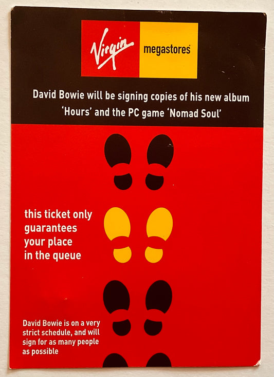 David Bowie Original Used Concert Ticket Virgin Megastore London 2nd Dec 1999
