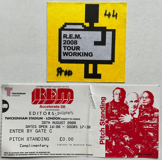 R.E.M. REM Original Used Concert Ticket & Pass Twickenham Stadium London 30th Aug 2008