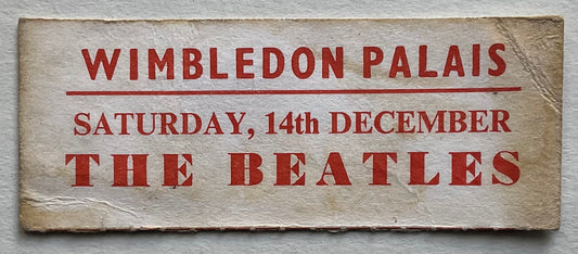 Beatles Original Used Concert Ticket Wimbledon Palais London 14th Dec 1963