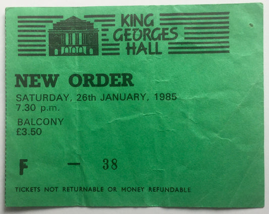 Joy Division New Order Original Used Concert Ticket King George’s Hall Blackburn 28th January 1985