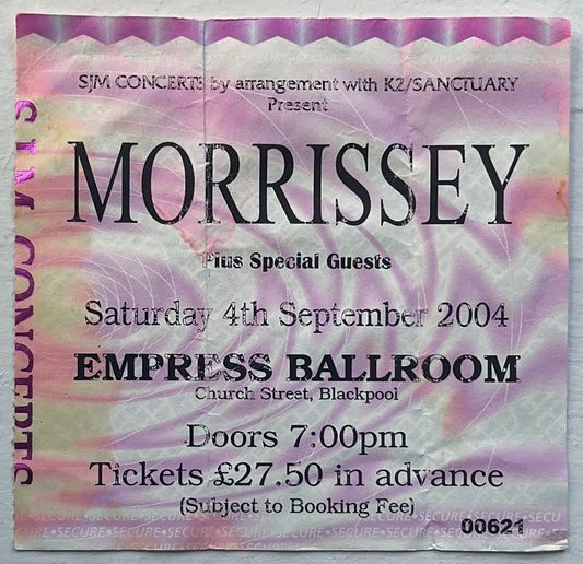 Morrissey Original Used Concert Ticket Empress Ballroom Blackpool 4th Sep 2004