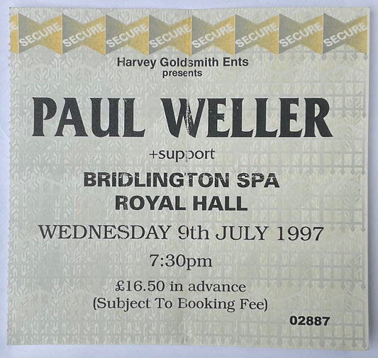 Paul Weller Original Concert Ticket Royal Hall Bridlington Hall 9th July 1997