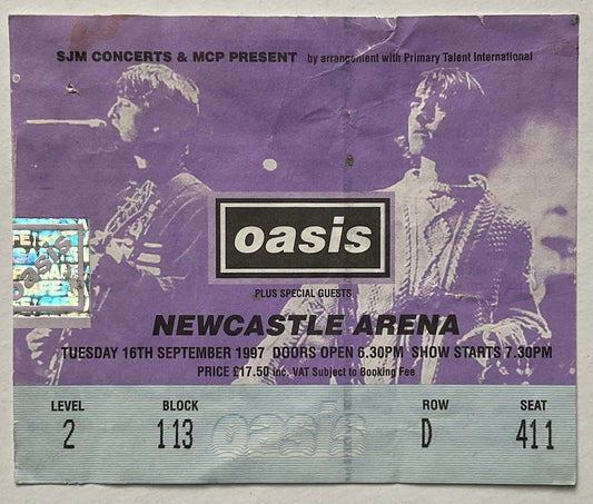 Oasis Original Used Concert Ticket Newcastle Arena 16th Sep 1997