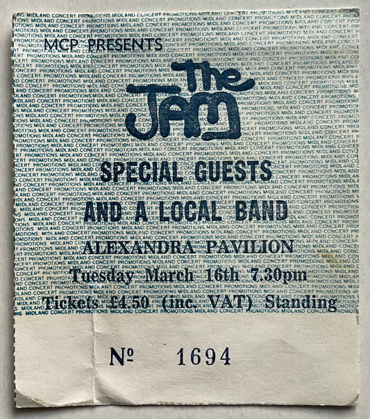 Jam Original Used Concert Ticket Alexandra Pavilion London 16th Mar 1982