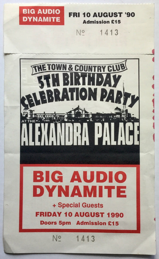 Big Audio Dynamite Original Unused Concert Ticket Alexandra Palace London 10th Aug 1990