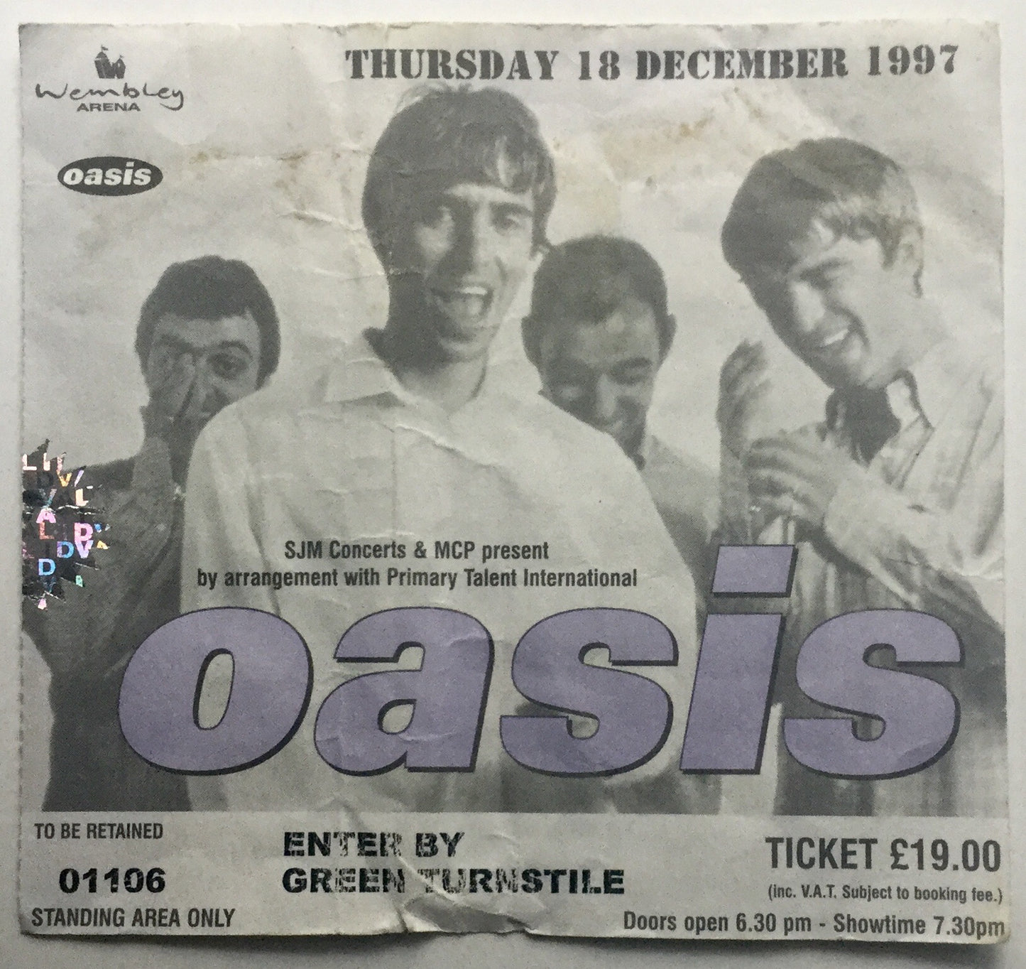 Oasis Original Used Concert Ticket Wembley Arena London 18 Dec 1997